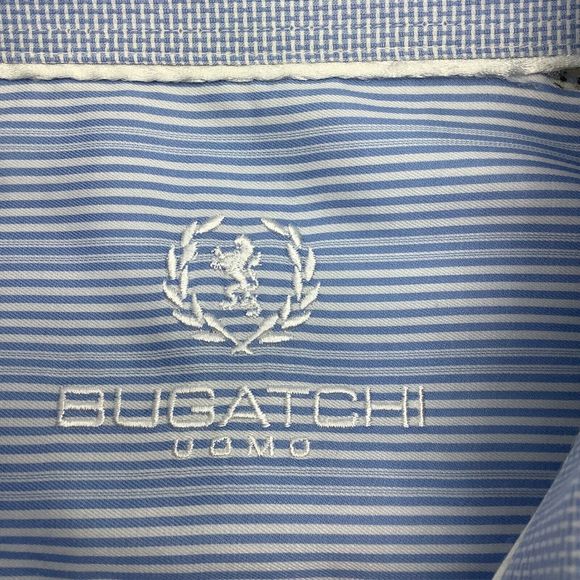 Bugatchi Mens Long Sleeve‎ Button Up Shirt Blue Striped Size XL - Picture 5 of 7